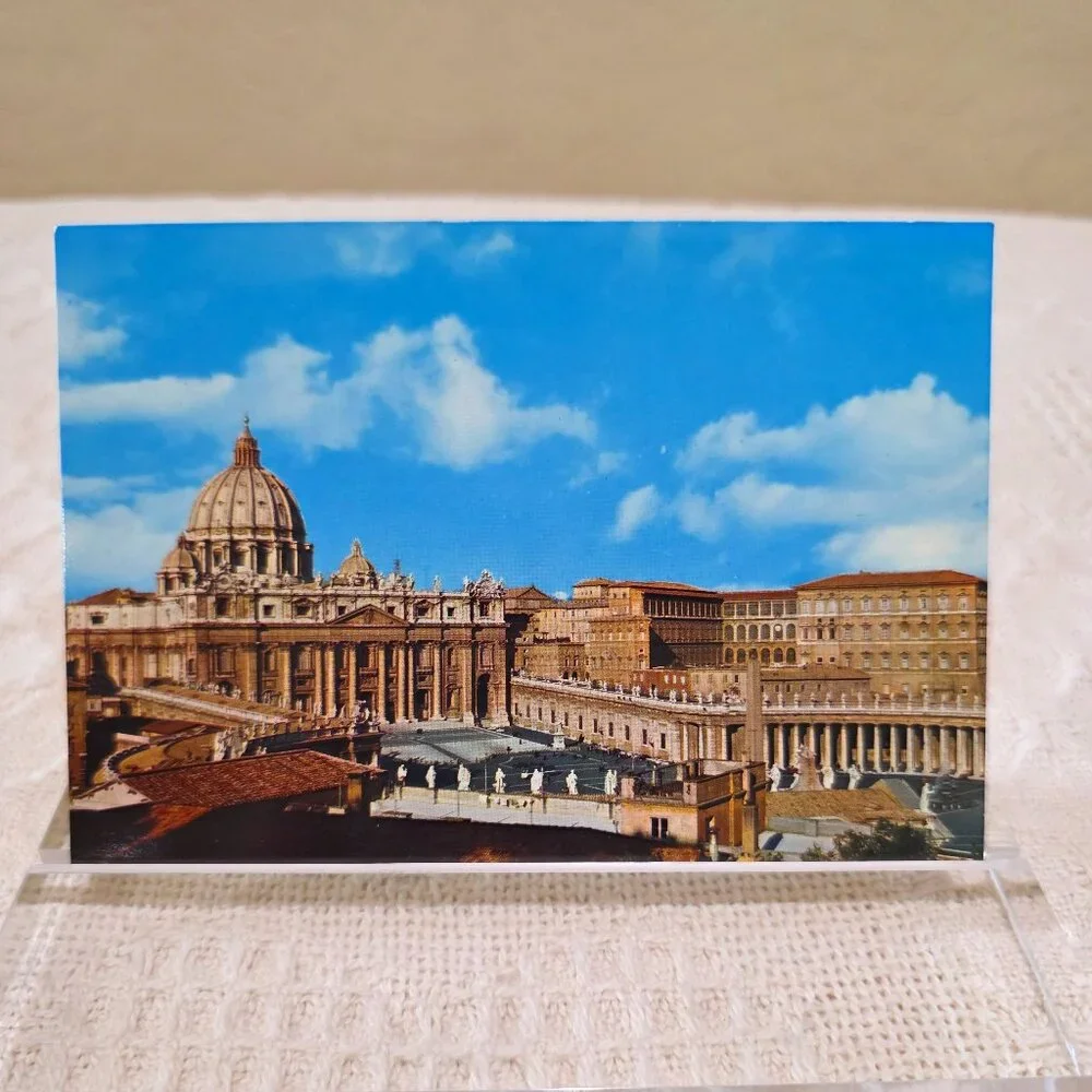 Vintage St Peter's Basilica Vatican City Piazza San Pietro Church Postcard Unp